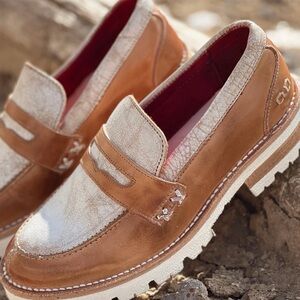 Bed Stu Reina III Leather Lugged Penny Loafers Sz 6.5